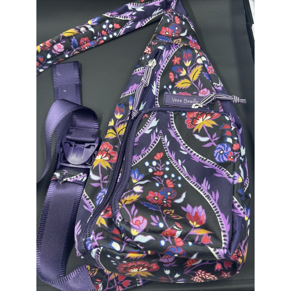 Vera Bradley Lighten‎ Up Purple Floral Sling Bag